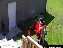 Unabashed Naked Webcammer Its Cleo Fucks Her Tight Asshole In The Back Yard
