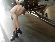 Chick On A Bench Has A Perfect Pair Of Legs