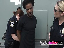 Suspect Is Caught With His Black Cock On Hand By Some White,  Horny And Desperate Big Titty Cops.
