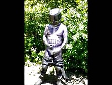 Horny Biker Wearing Crysis Morphsuit Under His Leathers Needs To