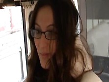 Amateur Teen Czech Brunette With Glasses Petra Sucks A Stiff Cock For Money