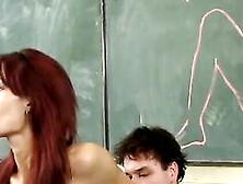Squirting Lesson Inside Classroom