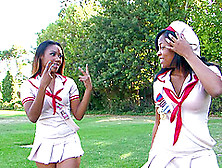 Amber Star And Her Lesbian Ebony Friend Please Each Other's Cunts