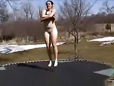 American Brunette Girl Has Sex With Her Bf On A Trampoline