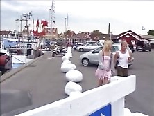 Blonde Serves Her Boyfriends Cock With A Public Blowjob