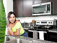 Brunette Aria Valencia Moans While Being Fucked In The Kitchen