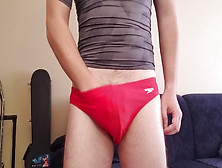 Straight Spandex Boy Jacking Off In My First Speedo