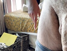 Hairy Middle-Aged Arab Man Waves And Tugs In Amateur Cam Session