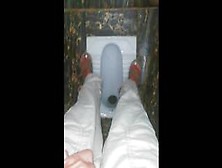 Pee In A Public Toilet Indian Style On An Eco Farm - Anyone Can Come Inside - The Door Unlocke