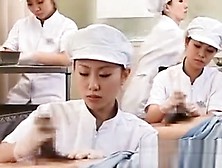 Teen Asian Nurses Rubbing Shafts For Sperm Medical Exam