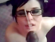Chubby Brunette Bitch Wearing Glasses Gives A Blowjob In Homemade Pov