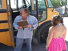 Kinky Brunette Tart Drew Allen Gets Hammered Hard In A Bus