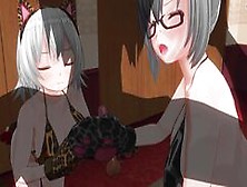 3D Hentai Neko Girlfriends Please You In Bed