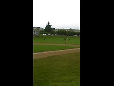 Dared To Streak At Baseball Field