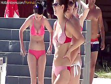 Wonderful Bikini Babes Micro Knickers At The Pool