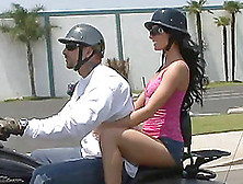 After A Motorcycle Ride This Guy Drills A Hot Brunette