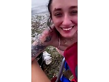 Girl Fingers Friend On Public Beach - Gets Caught