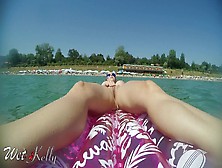 Crazy Girlfriend Masturbates While Nude On A Inflatable Matress In The Sea