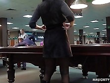 Lada Shows Off While Playing Pool