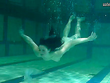 Sensual Raven-Haired Looker Unveils Her Curvy Body Under The Water