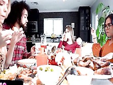 Bffs - Beauty Eighteen Blonde Invites Her Bf Over For Thanksgiving Lunch With Her Slutty Besties