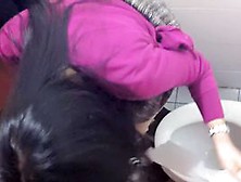 Spy Cam Is Behind Brunette Head Shooting Her While Pissing