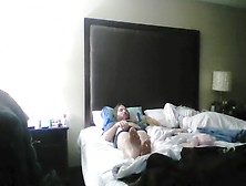 Hotel Room Jerk Off Session With My Friend Asleep In The Bed!