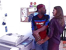 Dark Skinned Dude Gets Seduced By White Elegant Lady Karina Play In The Office