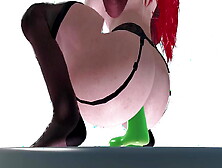 Super Thick Redhead Rides A Dildo 3D Porn