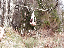 Naked Self-Bondage In The Woods Gone Wrong.