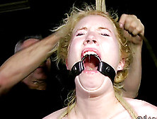 Tied Bondage Blonde Screams When Screwed With Toy In Bdsm