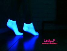 Mistress Show Pretty Feet In White Socks In Neon Light,  Foot Worship Point Of View