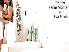 Eva Lovia And Karlie Montana Step Into The Bathroom Clad Only Inside Towels And Ready