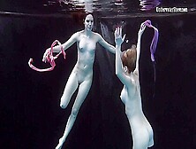 Andrejka And Aneta Swim Naked In The Swimming Pool