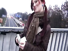 Redhead Skank Sucks Cock In Public And Analized In A Toilet