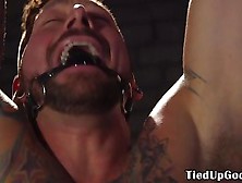 Gagging Submissive Stud Flogged And Ass Gaped
