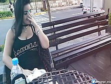 Dirty Orgasm In Public With Interactive Toy Public Female Cumming Interactive Toy Slut With Remote Vibe Outside