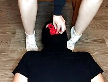 Kelly Feet Girl Dominates Guy Socks Worship And Eating Red Thong