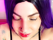Tattooed Trans Girl Has Huge Cumshot With Her Big Dick