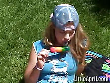 Teen Rubbing Her Clit Outdoors