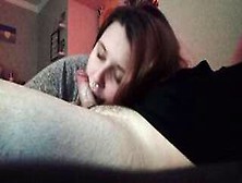 Sucking Bf's Cock While He Watches Porn