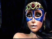Foxy 3D Superwoman Bounces Up And Down On A Cock