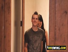 Bisexual Threesome At The Swing House To Welcome New Amateur Swinger Couple To The House.