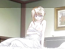 Anime Chick Wakes Up In The Morning And Puts Her Bathrobe On