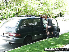 When A Guy Bones His Bitch From Behind,  As She Bends Into A Van,  Someone Records The Sex.
