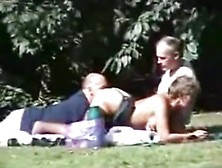 Old And Nasty Swingers In The Park Having Threesome Sex