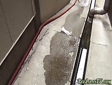 Asians Pee Soak Alleyway