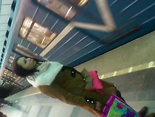 Flashing And Cumshot For Sexy Teen Girl In Stockings At Subway Car