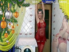 Hot Housewife Lukerya Brings A Festive Mood Showing Off Red Lingerie With Flirting On Webcam.