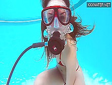 Lana Tanga In Red Lingerie Masturbating Underwater